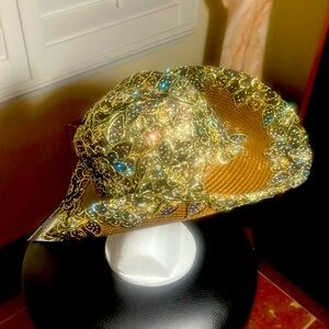 🐎🤠Whittall & Shon Brown & Silver Floral Adorned Adjustable Western Hat OS NWT